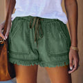 Lässige Jeans-kurze Hose für Damen mit Taschen, Baumwoll-Jeans-kurze Hose