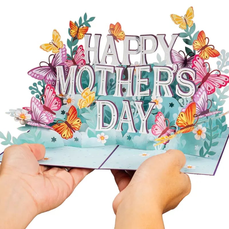 3D-Muttertags-Popup-Karte mit Schmetterlingen Zweitbild