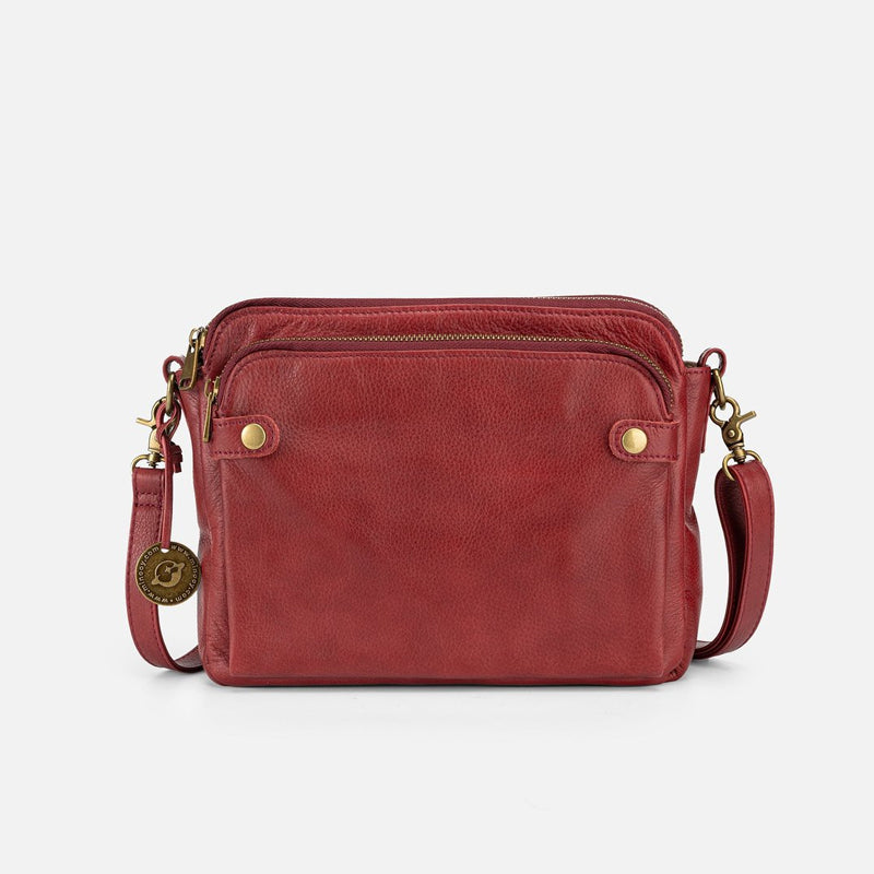 Dreilagige Umhängetasche und Clutch aus Leder