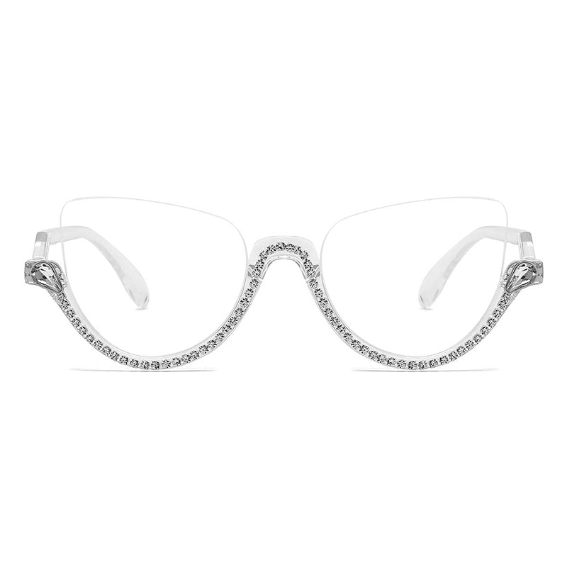 Cat-Eye-Brille mit weißen Diamanten für Damen