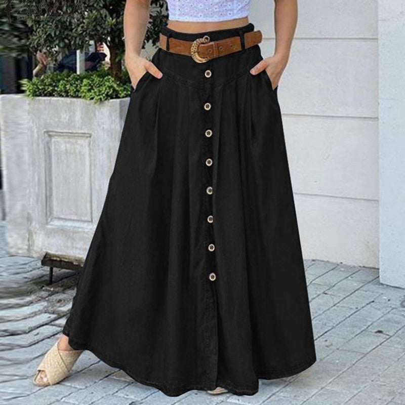 Freizeitkleid mit hoher Taille und Tasche Zweitbild