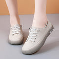 Damen-Freizeitschuhe aus weichem Leder mit elastischen Schnürsenkeln