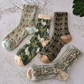 Damen-Baumwollsocken mit Blumenmuster