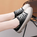 Damen-Freizeitschuhe aus weichem Leder mit elastischen Schnürsenkeln