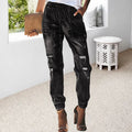 Bequeme, zerrissene Jeans mit Kordelzug
