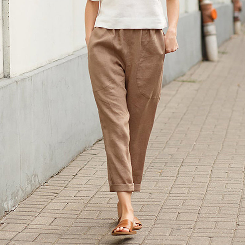 Weite Damenhose aus Leinen-Baumwolle Hauptbild