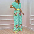 Set aus einfarbigem Hemd und lockerer Hose mit Blumenmuster