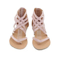 Sommerliche, überkreuzte, flache Sandalen mit Reißverschluss