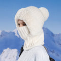 Gestrickte 3-in-1-Kälteschutzmütze für Damen