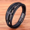 Mehrschichtiges Lederarmband im Cross-Stil