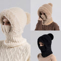 Gestrickte 3-in-1-Kälteschutzmütze für Damen