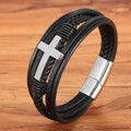 Mehrschichtiges Lederarmband im Cross-Stil