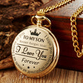"Für meinen Sohn" Quarz-Taschenuhr mit Kette