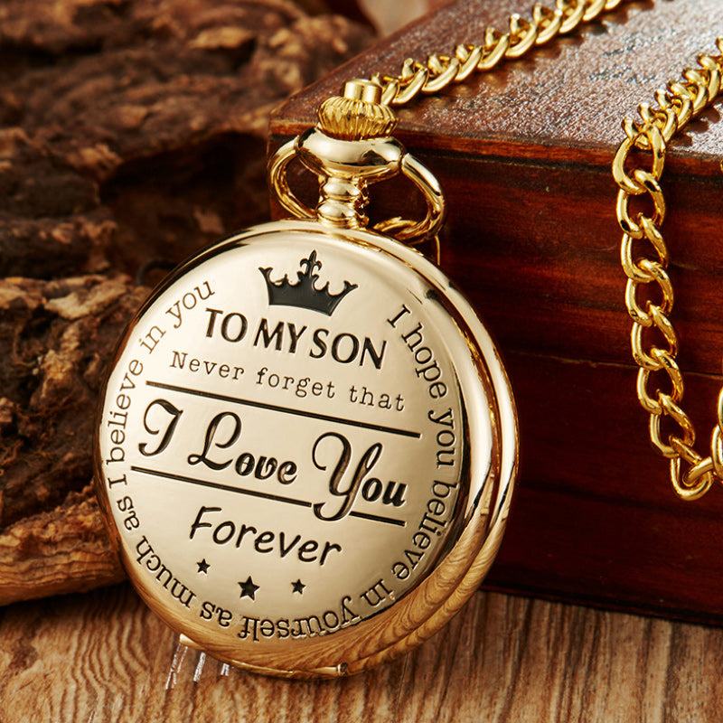 "Für meinen Sohn" Quarz-Taschenuhr mit Kette