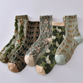 Damen-Baumwollsocken mit Blumenmuster