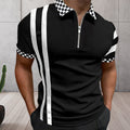 Farbeblock-Poloshirt für Herren mit Reißverschluss