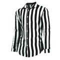 Gestreiftes Button-Down-Langarmshirt für Herren aus Baumwollleinen