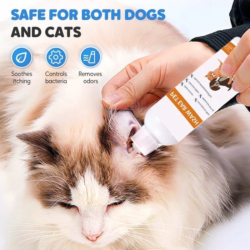Reinigungsflüssigkeit für Haustierohren (für Katzen und Hunde)