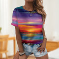 Lässiges 3D-gedrucktes Malerei-T-Shirt für Damen