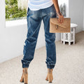 Bequeme, zerrissene Jeans mit Kordelzug