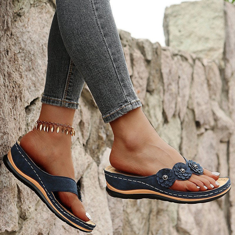 Leichte Blumen-Clip-Toe-Sandalen für Damen