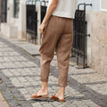 Weite Damenhose aus Leinen-Baumwolle