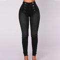 Zweireihige Skinny-Jeans mit hoher Taille