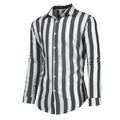 Gestreiftes Button-Down-Langarmshirt für Herren aus Baumwollleinen
