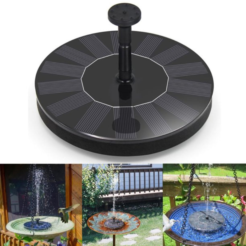 Solarbetriebener Vogelbrunnen mit Lichtern