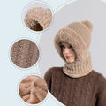 Gestrickte 3-in-1-Kälteschutzmütze für Damen