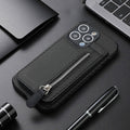 Brieftaschenhülle mit magnetischem Reißverschluss und Kreditkartenhalter für das iPhone