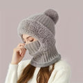 Gestrickte 3-in-1-Kälteschutzmütze für Damen