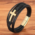 Mehrschichtiges Lederarmband im Cross-Stil