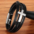 Mehrschichtiges Lederarmband im Cross-Stil