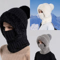Gestrickte 3-in-1-Kälteschutzmütze für Damen