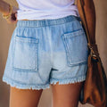 Lässige Jeans-kurze Hose für Damen mit Taschen, Baumwoll-Jeans-kurze Hose