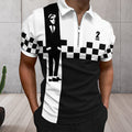 Farbeblock-Poloshirt für Herren mit Reißverschluss
