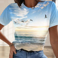 Lässiges 3D-gedrucktes Malerei-T-Shirt für Damen