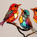 Buntglas-Vögel auf Zweig-Desktop-Ornamenten