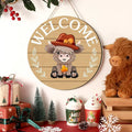 DIY hölzernes Weihnachtsschild "Highland Bull" als Willkommensschild