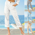 Lässige Damen-Hose aus Baumwollleinen mit hoher Taille