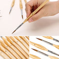 11-teiliges Miniatur-Detailpinsel-Set mit Naturholzgriff