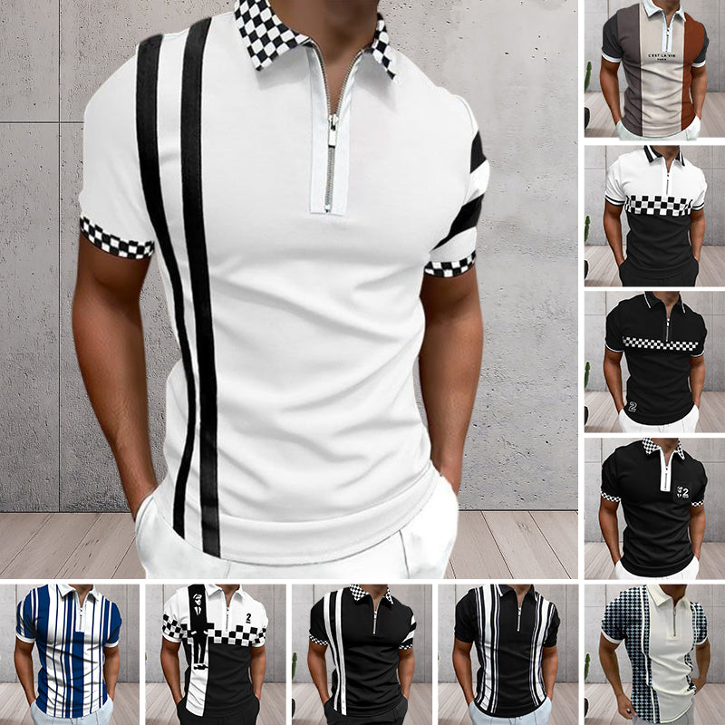 Farbeblock-Poloshirt für Herren mit Reißverschluss Hauptbild