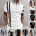 Farbeblock-Poloshirt für Herren mit Reißverschluss