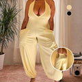Neckholder-Jumpsuit mit zwei Taschen und Ordnerücken