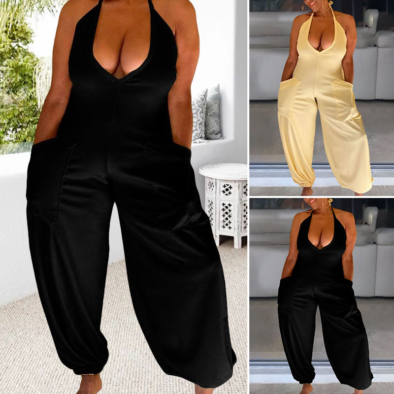 Neckholder-Jumpsuit mit zwei Taschen und Ordnerücken Hauptbild