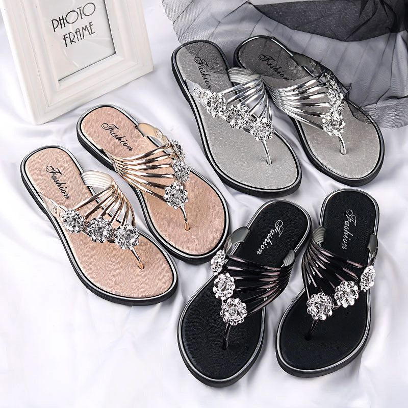 Zehensteg-Flip-Flops mit Blumenmuster und Cutout