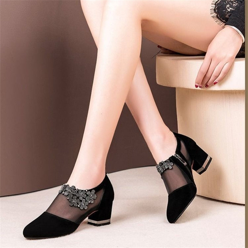 Damen-Netz-Hohlsandalen