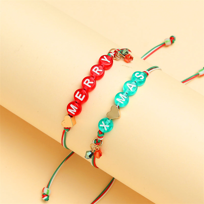 Herz-Buchstaben-Frohe-Weihnachts-Anhänger-Armband Zweitbild