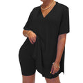 Set aus Kleid und kurze Hose mit V-Ausschnitt
